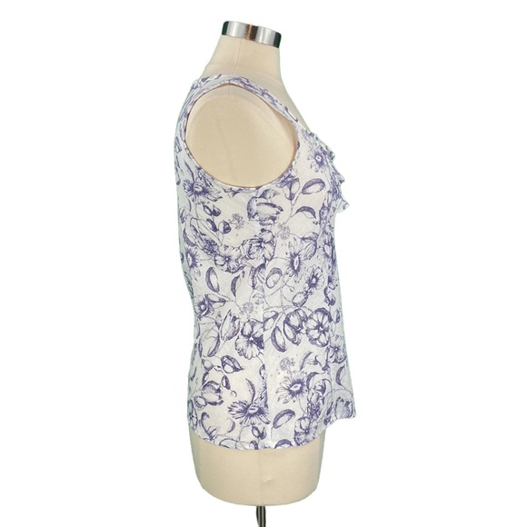 GAP White Floral Linen Blend Tank Top - Picture 4 of 13